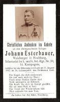 Sterbebild Esterbauer Johann, Hochburg